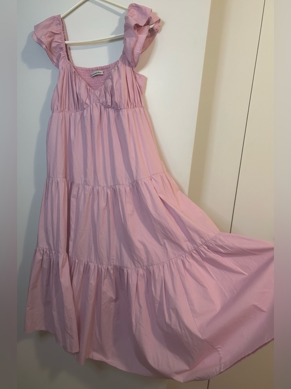 Abercrombie&Fitch M|P Pink Ruffled Tiered Sundress -  Light Pink Midi Babydoll